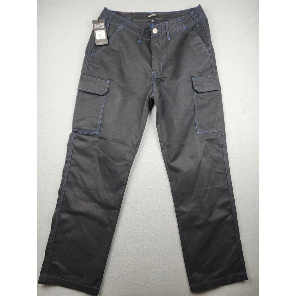 True Religion Cargo Pants Mens 34x31 Black Blue Stitch Canvas Utility Pockets